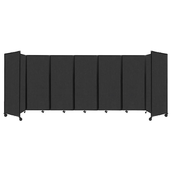 Room Divider 360 Folding Portable Partition 19'6" x 6'10" Black Fabric